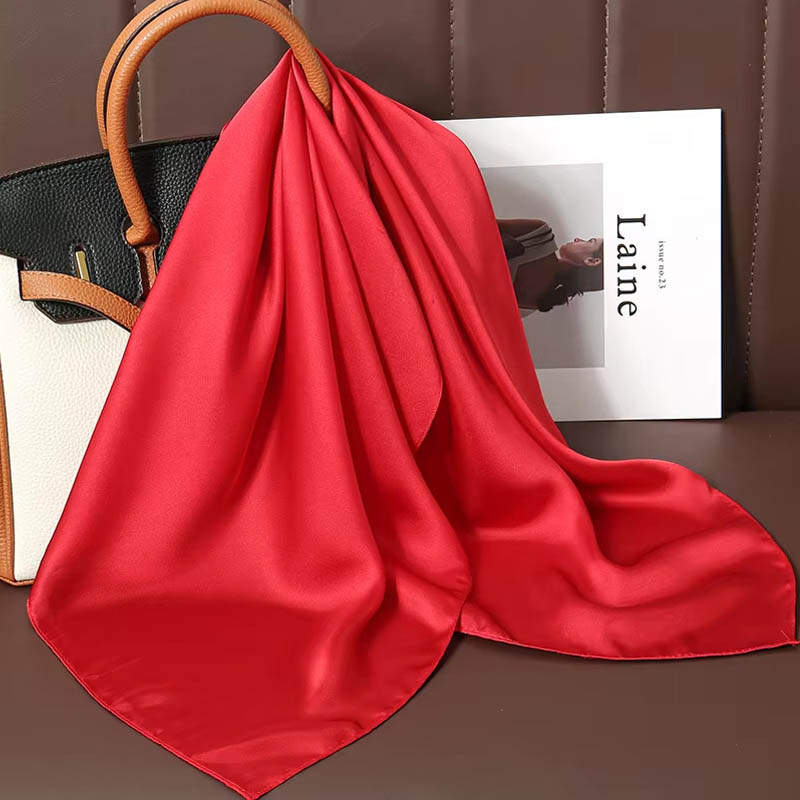 Women Bags Office - Syal Segi Empat Sutra Warna Solid