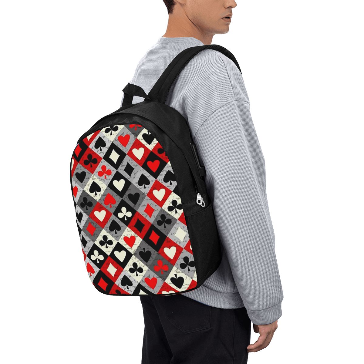 Women Bags For Travel - Tas Ransel Motif Kartu Poker, Tas