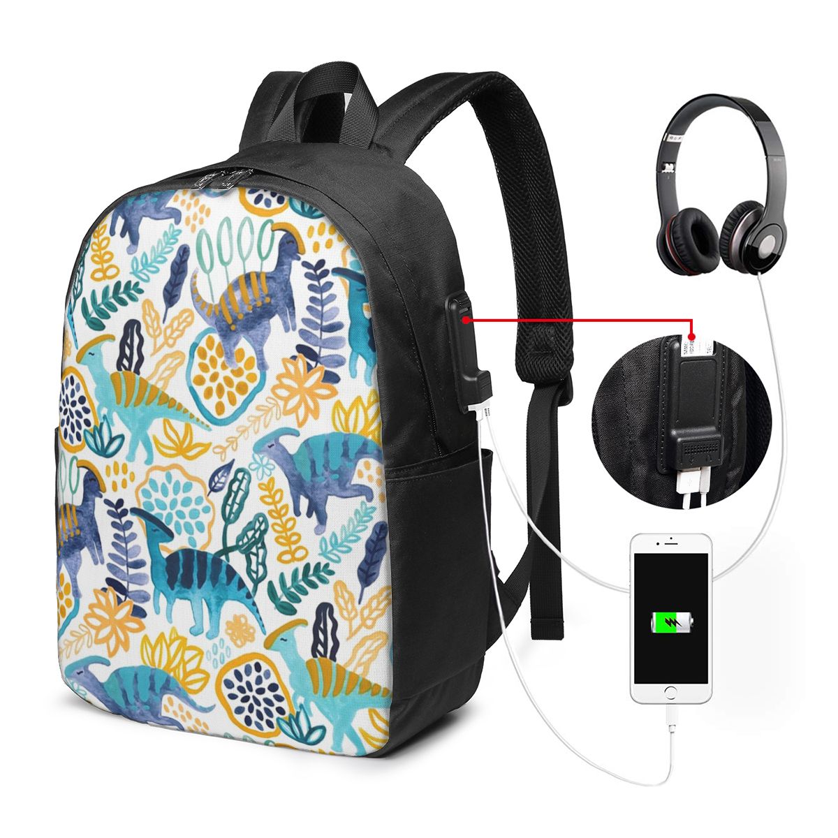 Women Bags For Travel - Gouache Parasaurolophuses Ransel Tas Notebook Travel