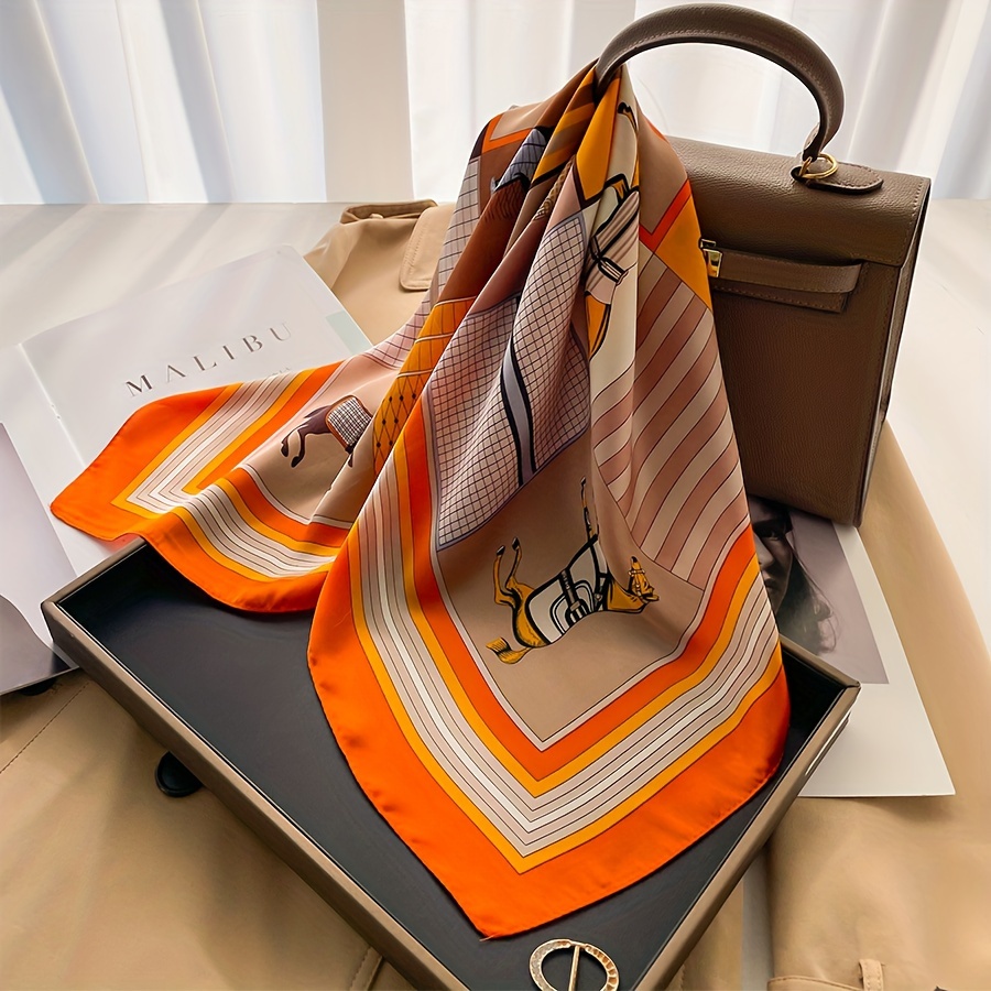 Syal persegi pola kuda mewah b - Women Bags Office ulasan dan harga
