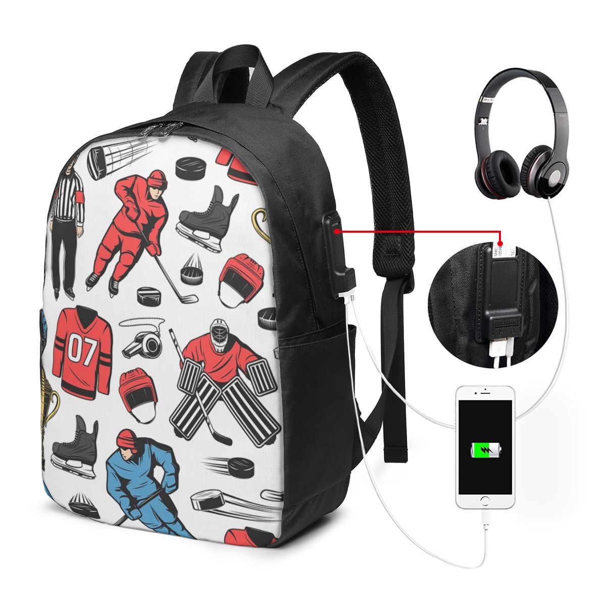 Tas Ransel Pemain Hoki Es di L - Women Bags For Travel ulasan dan harga