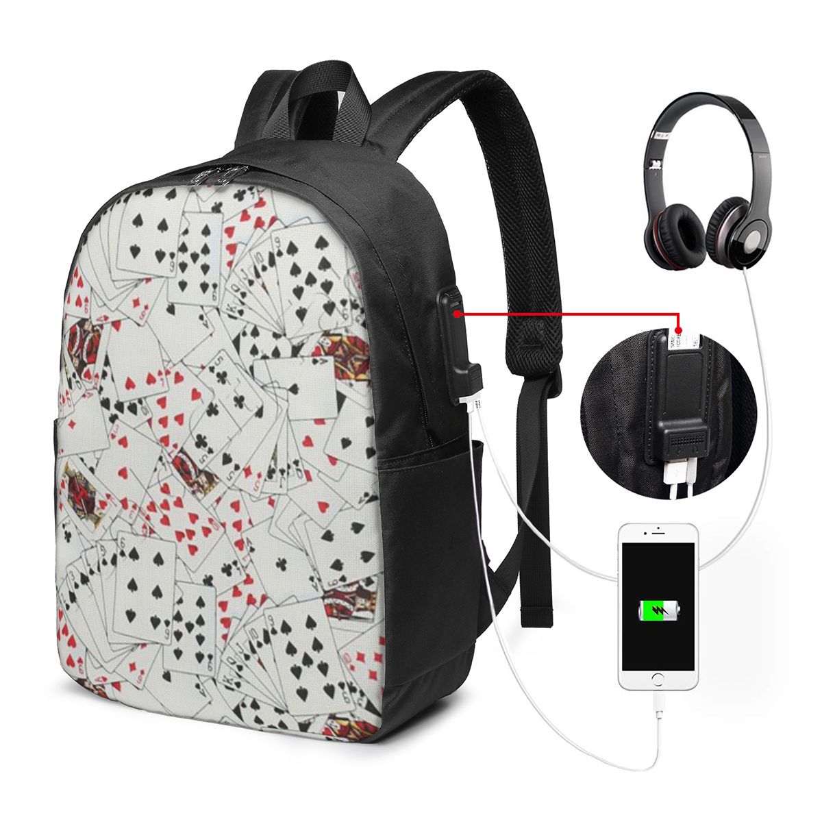 Tas Ransel Motif Kartu Poker,  - Women Bags For Travel ulasan dan harga