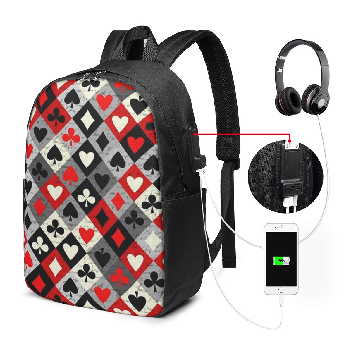 Tas Ransel Motif Kartu Poker,  - Women Bags For Travel ulasan dan harga