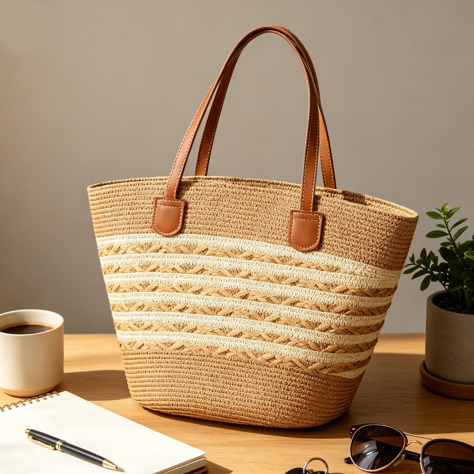 Tas Tote Jerami Boho Besar Bar - Women Bags Office ulasan dan harga